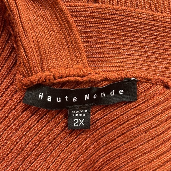 Haute Monde NWT Burnt Orange Knit Long Sleeve Sweater Bodycon Midi Dress - Picture 6 of 9